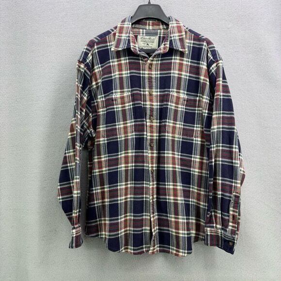 Eddie Bauer Heavy Duty Twill Plaid Workmans Button Down Shirt Size XL - Picture 1 of 9